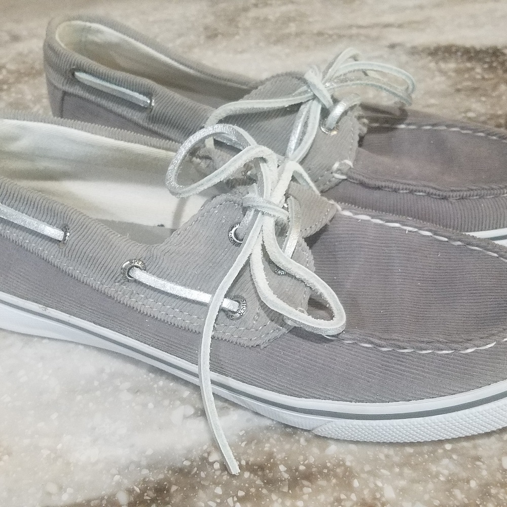 Sperry Top Sider girls grey boat shoes 4